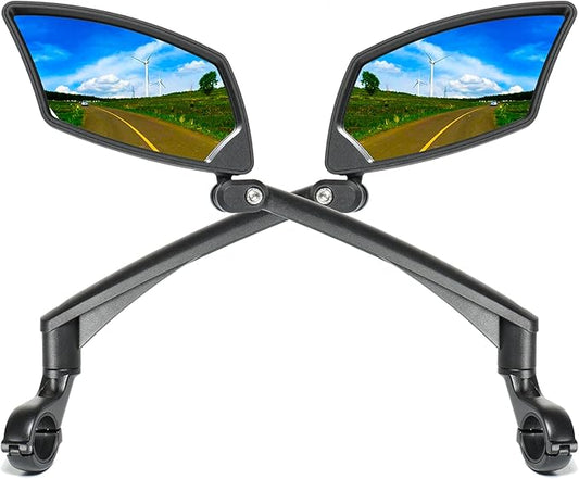 Handlebar Bike Mirror, Scratch Resistant Glass Lens, Ajustable and Rotatable